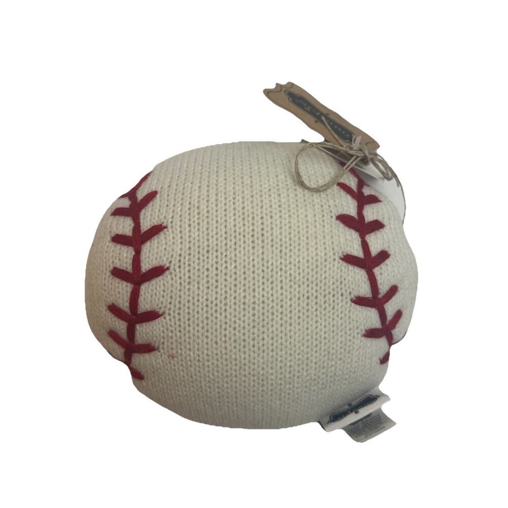 NWT Mudpie Tooth Fairy Tooth Pillow Plush With Tooth Pocket Knitted Baseball - Picture 6 of 6
